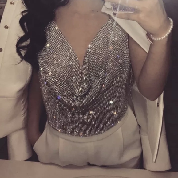 NWt Sexy Rhinestone Summer Party Crop Top S: Small-Medium - Picture 2 of 11